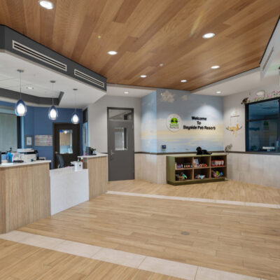 9Wood 3100 Acoustic Plank at Bayside Pet Resort - Wellen Park, Venice, Florida. Plunkett Raysich Architects - Sarasota.