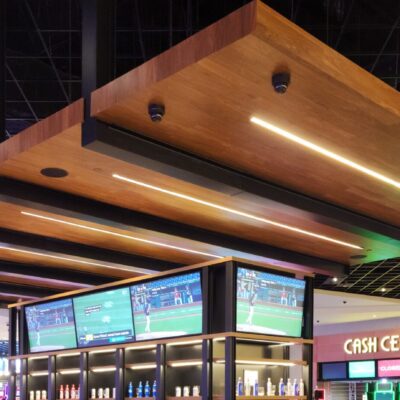 9Wood 2700 Kerf Reveal Linear at 	Hollywood Casino, Morgantown, Pennsylvania. Gensler - Las Vegas. Photo: Bret Diamond.