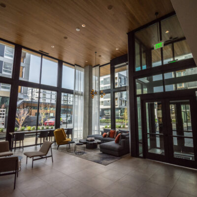 9Wood 2400 Tongue & Groove Linear at Hyde Square, 	Bellevue, Washington. 	Ankrom Moisan Architects - Seattle.